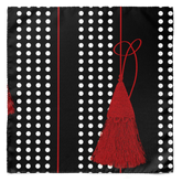 BLACK & RED TASSELS SILK CRAVAT & POCKET SQUARE SET